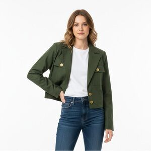 Olive Utility Jacket with Gold Buttons